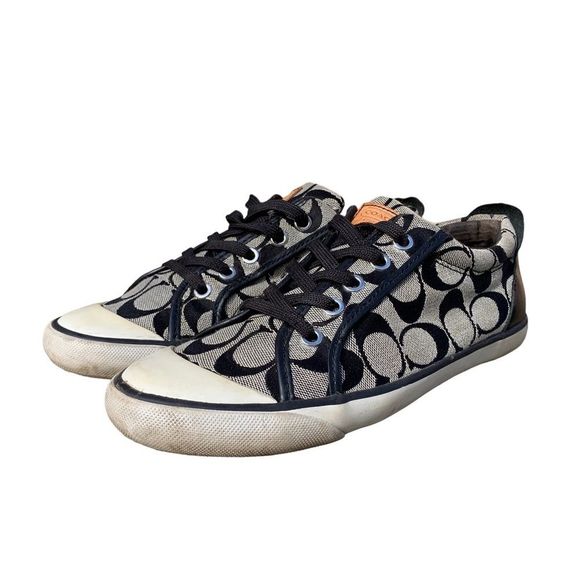 Coach Barrett women’s size 8 1/2 sneakers Grey Signature Canvas Shoes - Picture 11 of 12